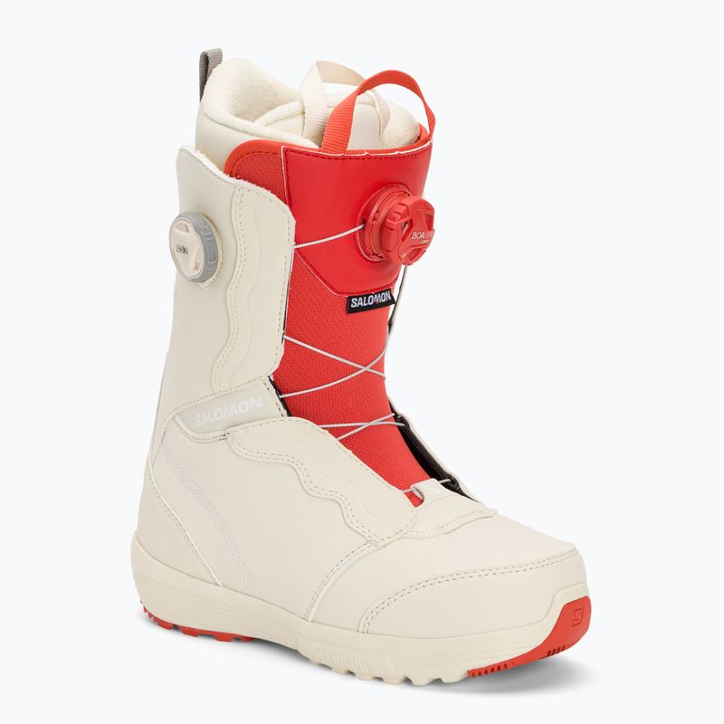 Női snowboard csizma Salomon Ivy Boa SJ Boa fehérített homok/mandulatej/aurora piros
