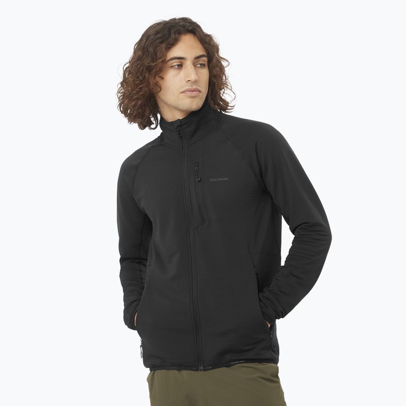 Férfi Salomon Lightwarm Full Zip trekking pulóver mély fekete