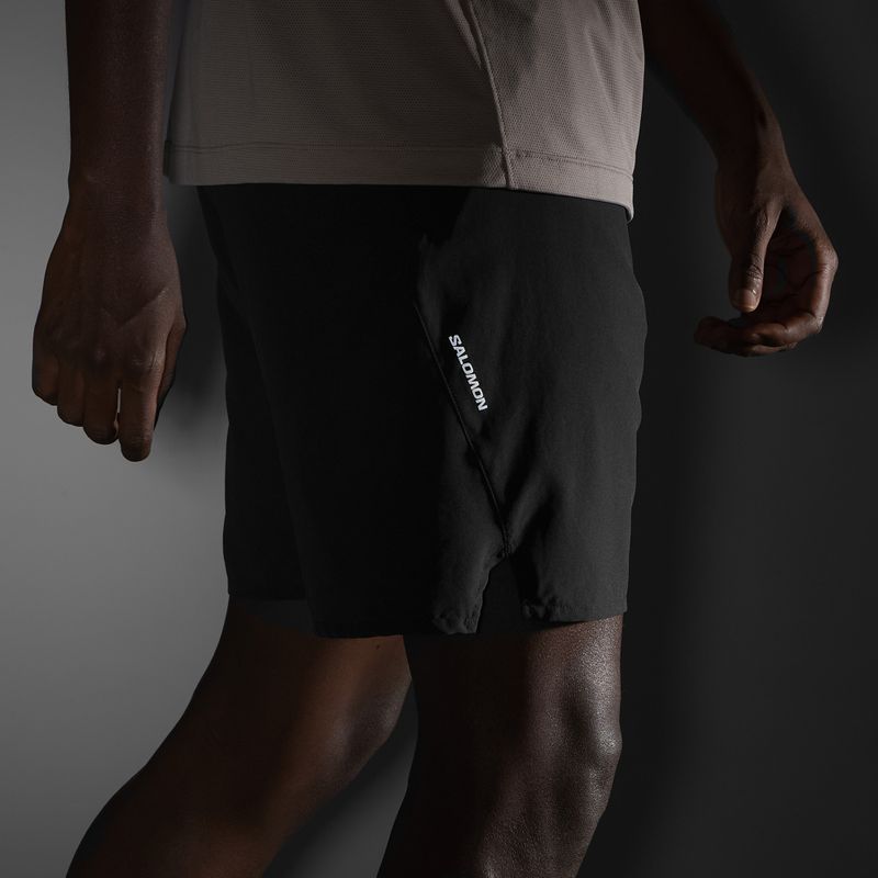 Férfi Salomon Shakeout Core 2IN1 7" mély fekete futónadrág 5