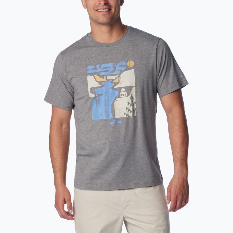 Férfi trekking póló  Columbia Sun Trek Short city grey heather/simple gorge