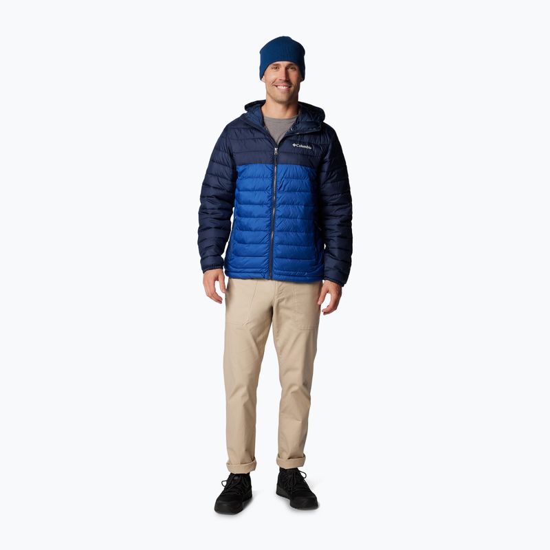 Férfi Columbia Powder Lite II Hooded mountain blue/ collegiate navy pehelypaplan kabát 2