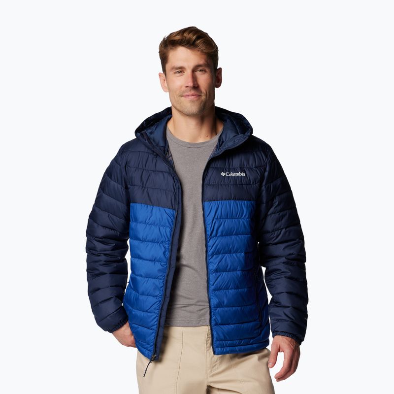 Férfi Columbia Powder Lite II Hooded mountain blue/ collegiate navy pehelypaplan kabát 4