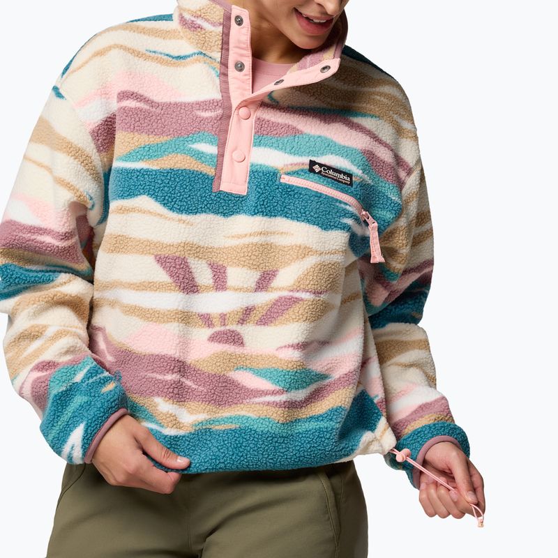 Columbia Helvetia II Printed Cropped Half Snap folyami kék/rogue walleye női fleece pulóver 6