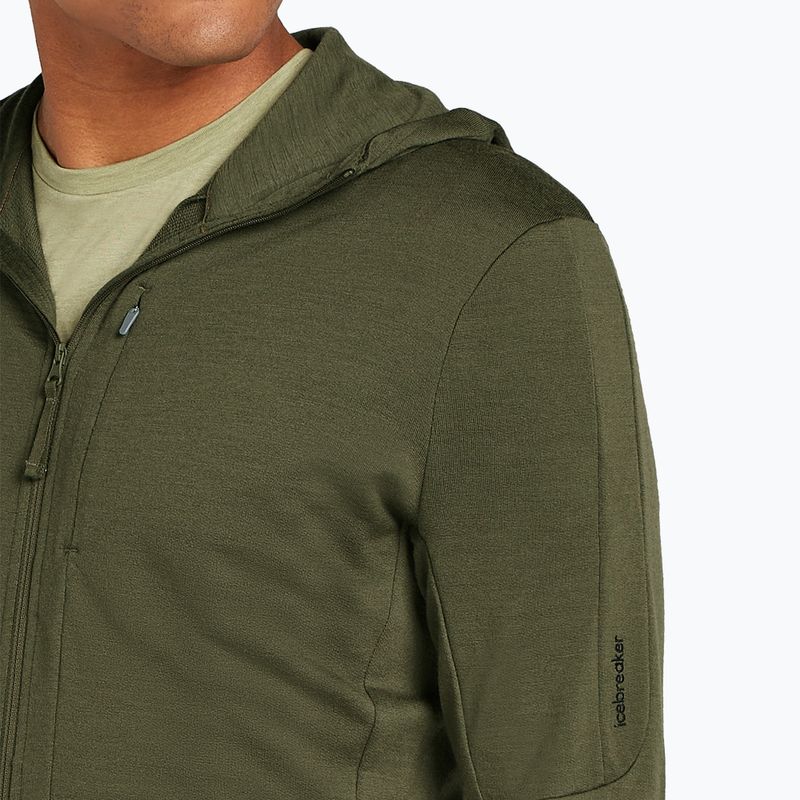 Férfi Icebreaker Merino 260 Quantum IV Zip kapucnis pulóver loden 6