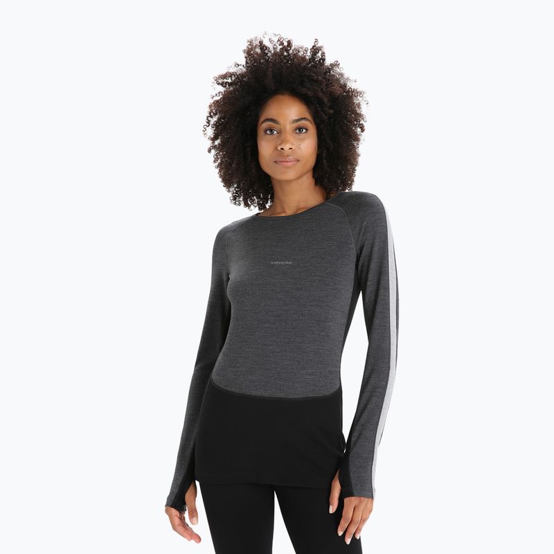Női termoaktív pulóver icebreaker ZoneKnit 260 jet hthr/black/metro hthr/cb