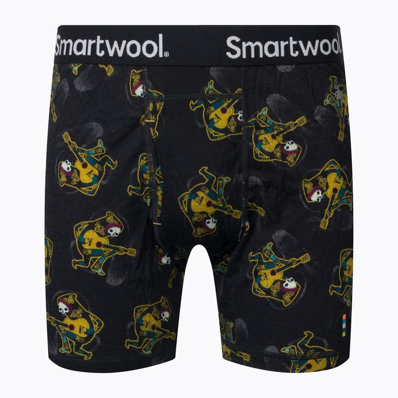 Férfi Smartwool Merino Print Boxer Brief dobozos thermo boxer fekete és sárga 15151