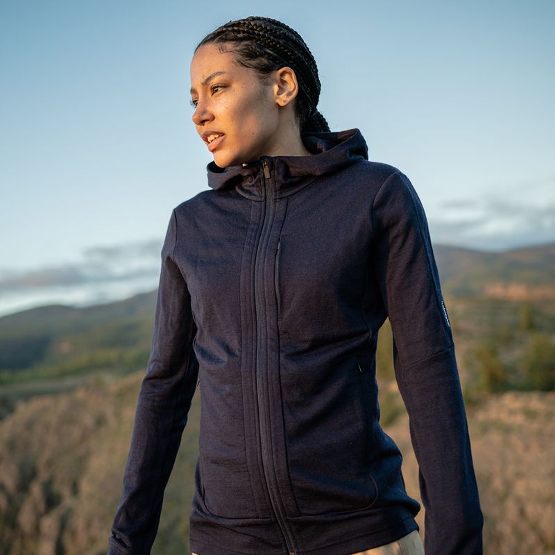 Icebreaker női trekking dzseki Quantum III LS Zip Hood kapucni tengerészkék 0A59JW 9