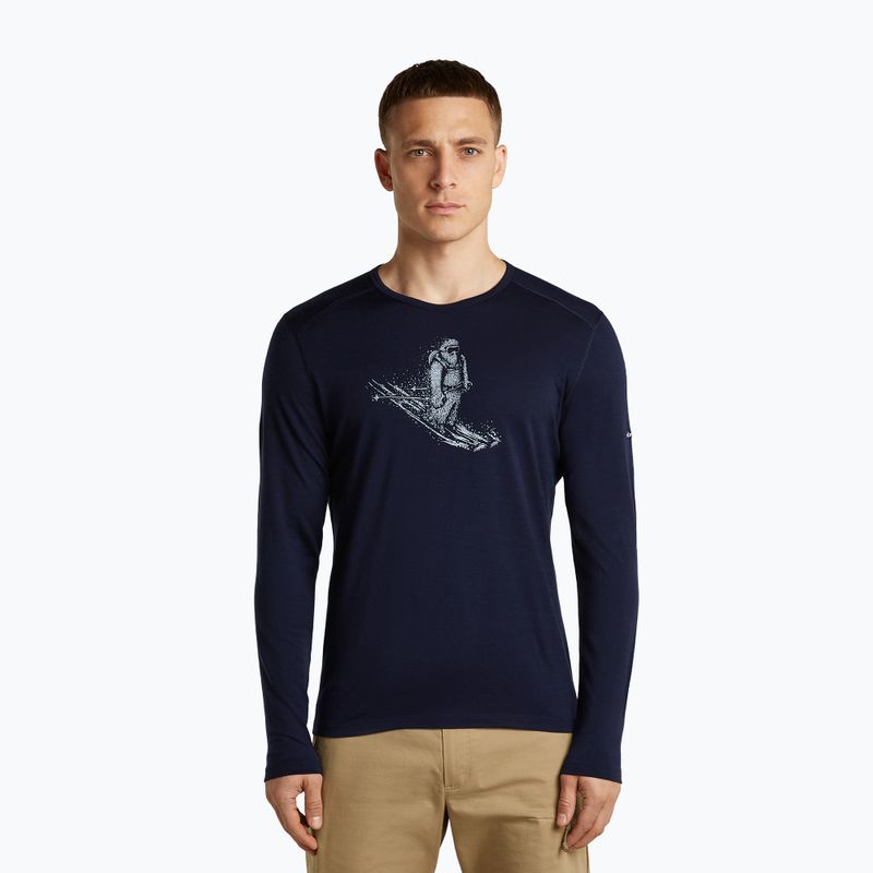 Férfi hosszú ujjú póló icebreaker Merino 200 Oasis Crewe SkiingYeti midnight navy