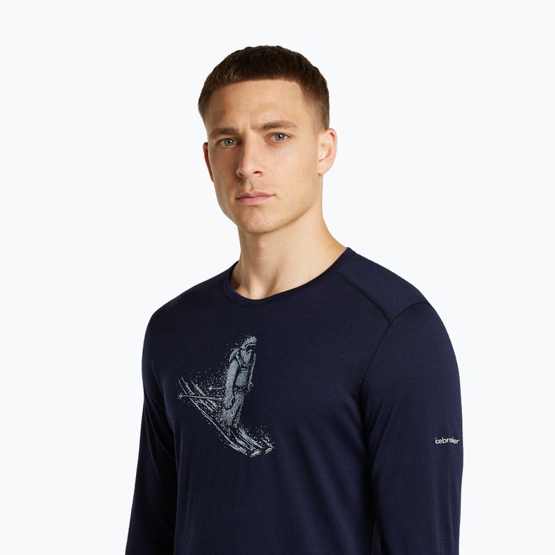 Férfi hosszú ujjú póló icebreaker Merino 200 Oasis Crewe SkiingYeti midnight navy 6
