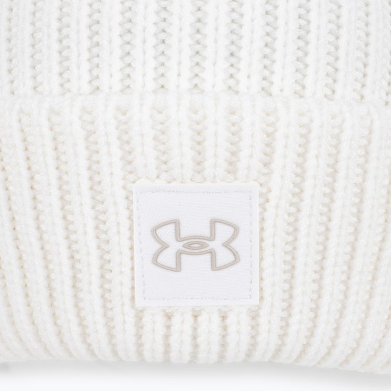 Under Armour női téli sapka Halftime Ribbed Pom fehér/szellemszürke 4