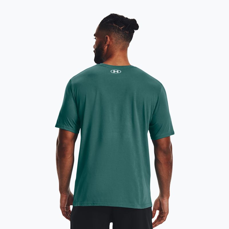 Férfi Under Armour Boxed Sportstyle parti tengerparti teal/fehér póló 2