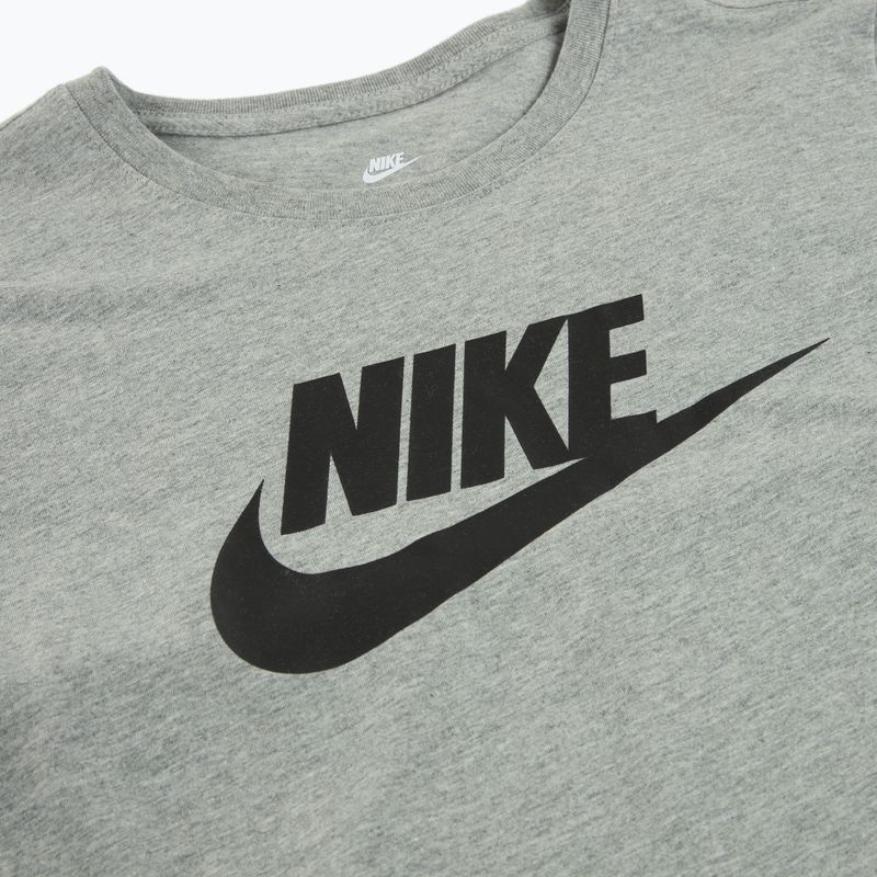 Női Nike Sportswear Club Essentials Logo sötétszürke szürke bőr/fekete póló 7