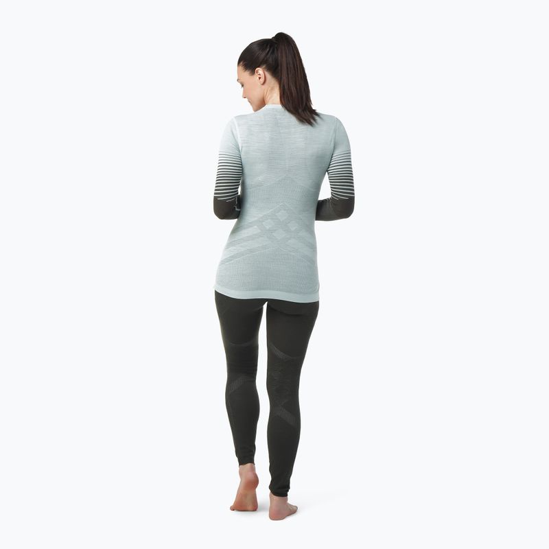 Női termál póló Smartwool Intraknit Thermal Merino Base Layer mintás Crew türkiz 16412 3