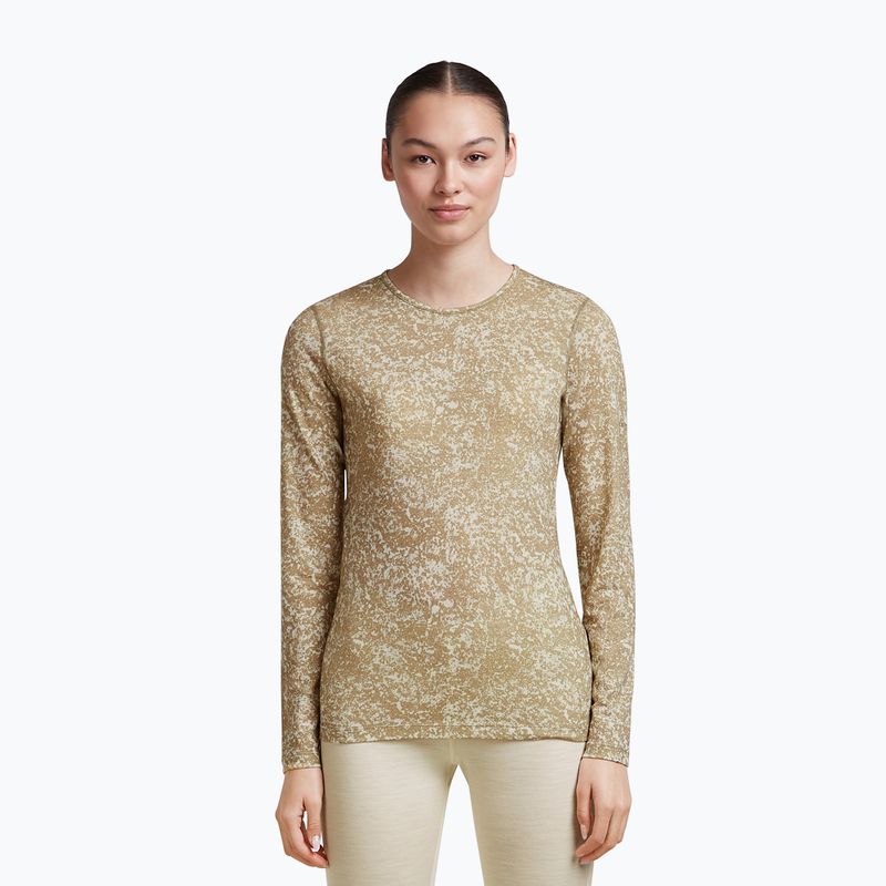 Női hosszú ujjú póló icebreaker Merino 200 Oasis Crewe Moss Bloom cumin/undyed/aop