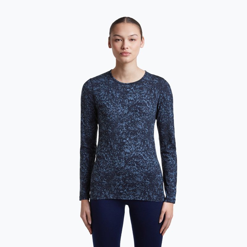 Női hosszú ujjú póló icebreaker Merino 200 Oasis Crewe Moss Bloom navy/dawn/aop