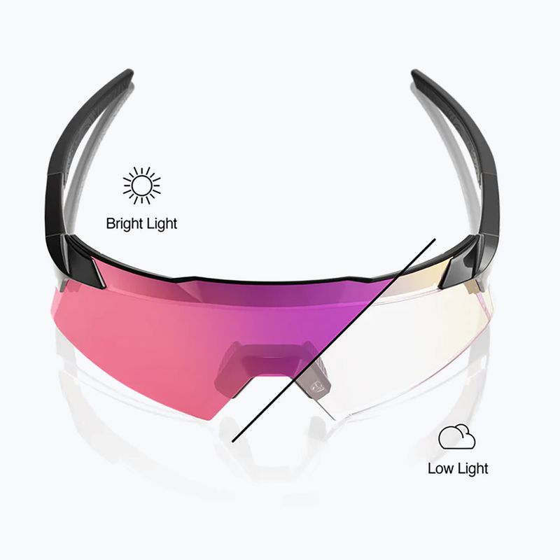 Napszemüveg 100% Aerocraft gloss black/purple mirror photochromic 3