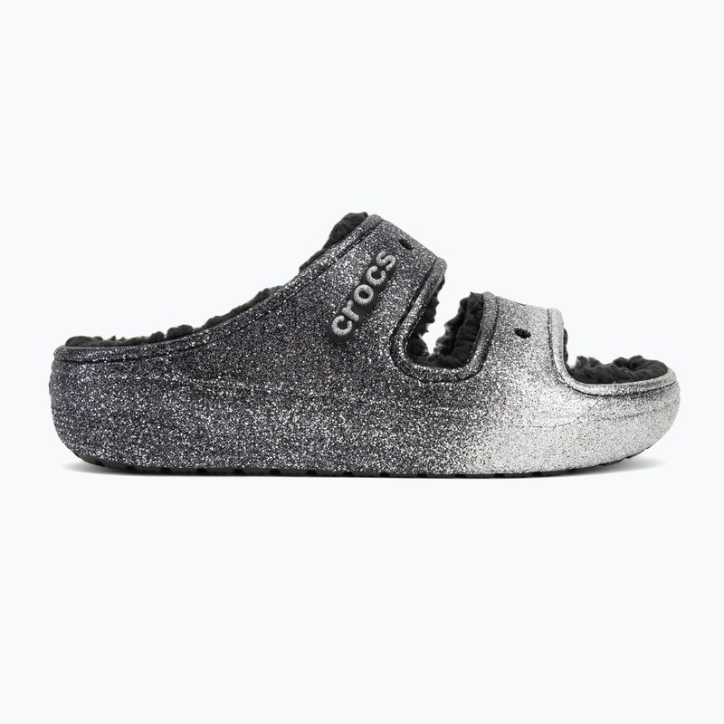 Crocs Classic Cozzzy Glitter szandál fekete/ezüst flip-flopok 2