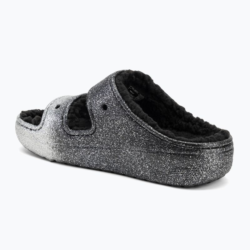 Crocs Classic Cozzzy Glitter szandál fekete/ezüst flip-flopok 3