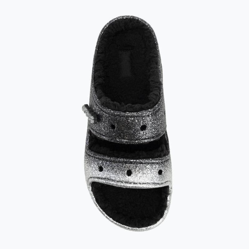 Crocs Classic Cozzzy Glitter szandál fekete/ezüst flip-flopok 5