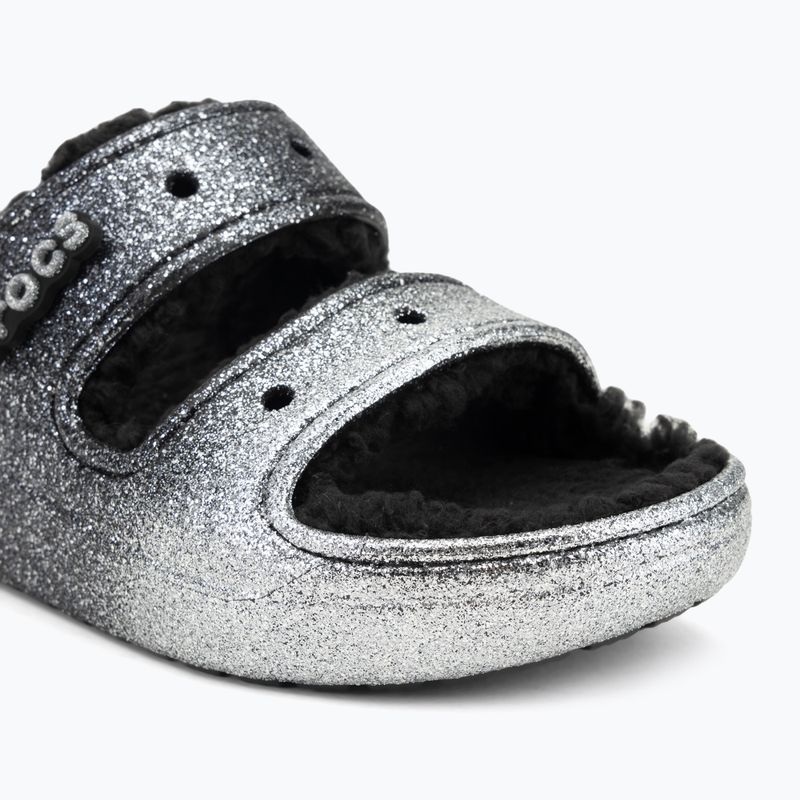 Crocs Classic Cozzzy Glitter szandál fekete/ezüst flip-flopok 7