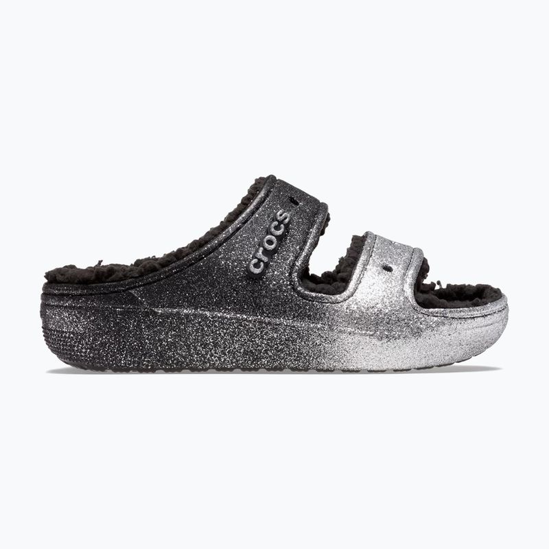 Crocs Classic Cozzzy Glitter szandál fekete/ezüst flip-flopok 2