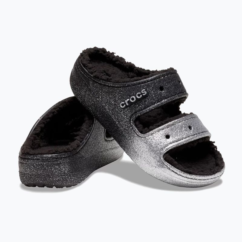 Crocs Classic Cozzzy Glitter szandál fekete/ezüst flip-flopok 3