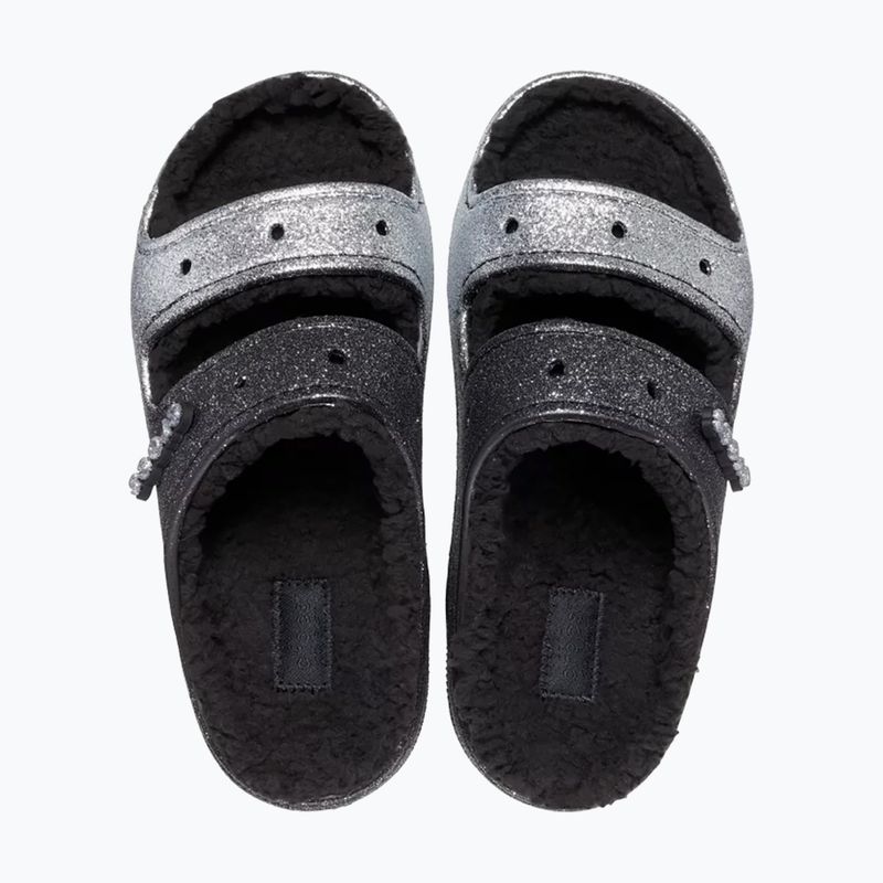 Crocs Classic Cozzzy Glitter szandál fekete/ezüst flip-flopok 5