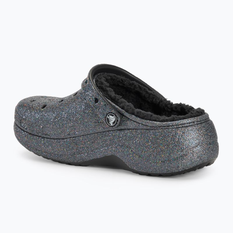 Női Crocs Baya Platform Lined Glitter Clog fekete aranyozott flip-flopok 4