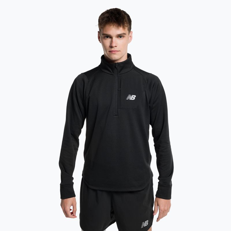 Férfi edzőpóló New Balance Top NB Heat Grid Half Zip fekete NBMMT23252BK