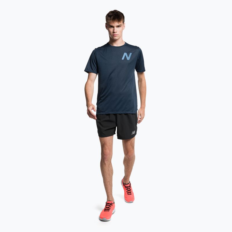 Férfi New Balance Top Printed Impact Run SS futópóló tengerészkék NBMT21277NML 2