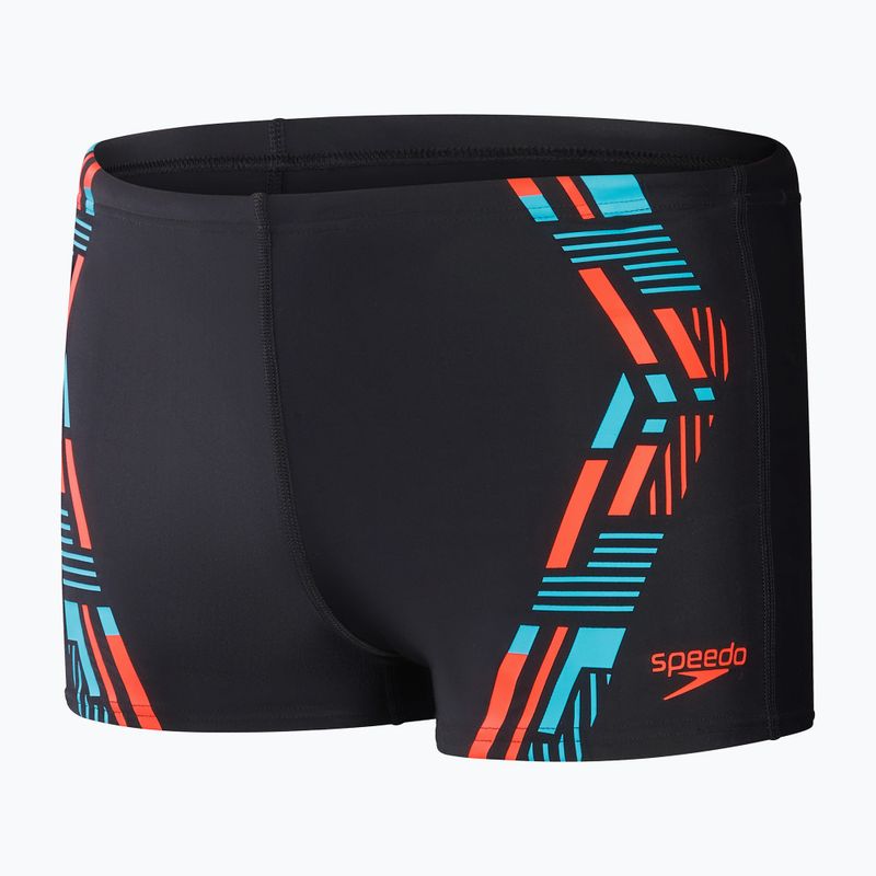 Férfi Speedo Tech Print úszónadrág fekete/narancssárga 10