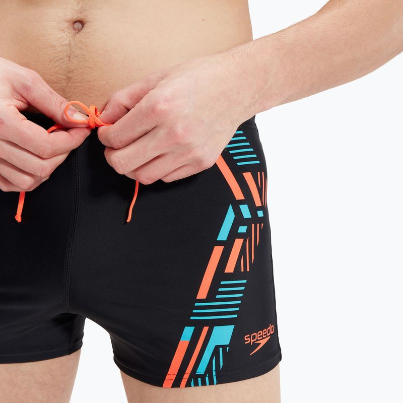 Férfi Speedo Tech Print úszónadrág fekete/narancssárga 8