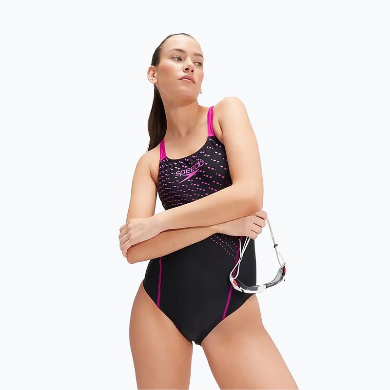 Speedo Medley Logo 1 Piece női fürdőruha fekete/lila 9