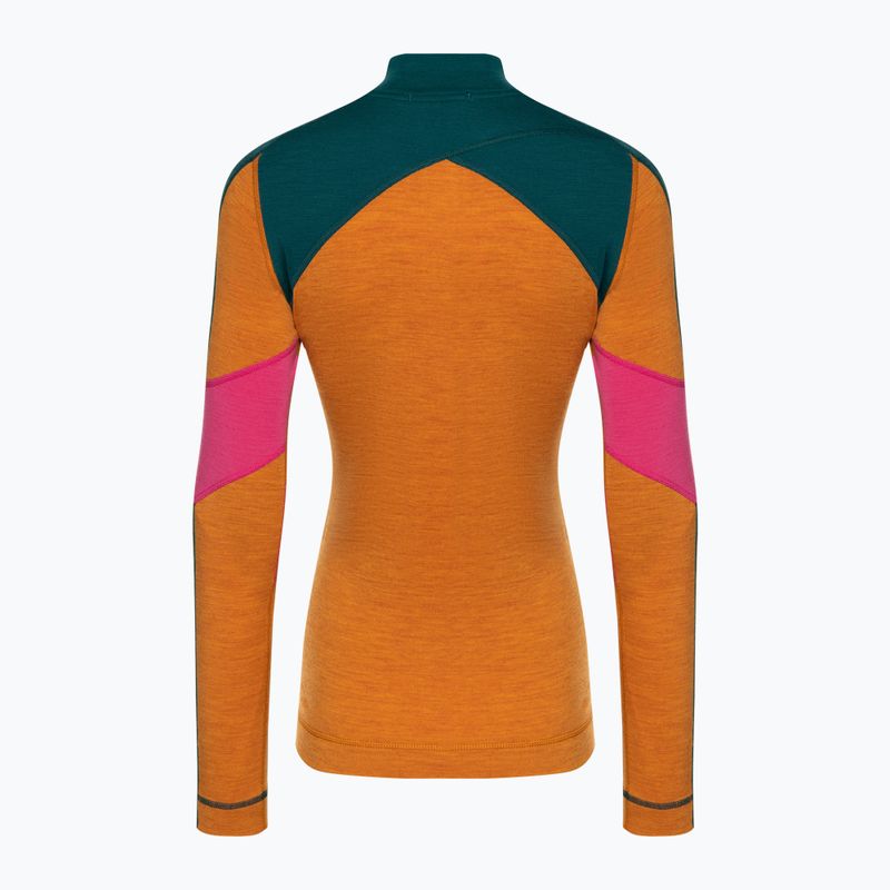 Női thermo hosszú ujjú Smartwool Merino Baselayer Colorblock 1/4 Zip Boxed marmalade 4