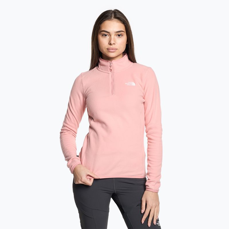 Női gyapjú pulóver The North Face 100 Glacier 1/4 Zip árnyékos rózsaszínű