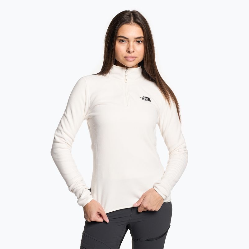 Női gyapjú pulóver The North Face 100 Glacier 1/4 Zip gardenia fehér