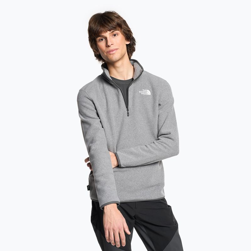 Férfi The North Face 100 Glacier 1/4 Zip fleece pulóver közepes szürke szürke szürke