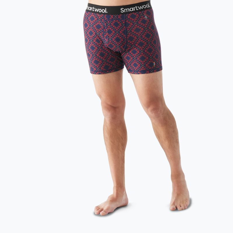 Férfi Smartwool Merino Print Boxer Brief skarlátvörös termikus boxeralsó 2