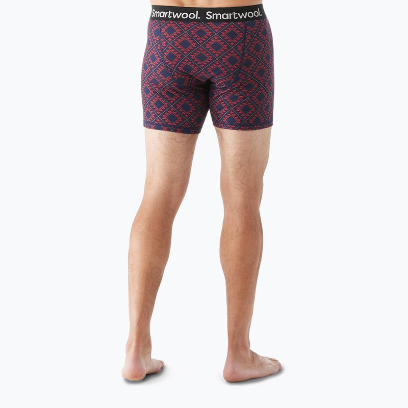 Férfi Smartwool Merino Print Boxer Brief skarlátvörös termikus boxeralsó 3