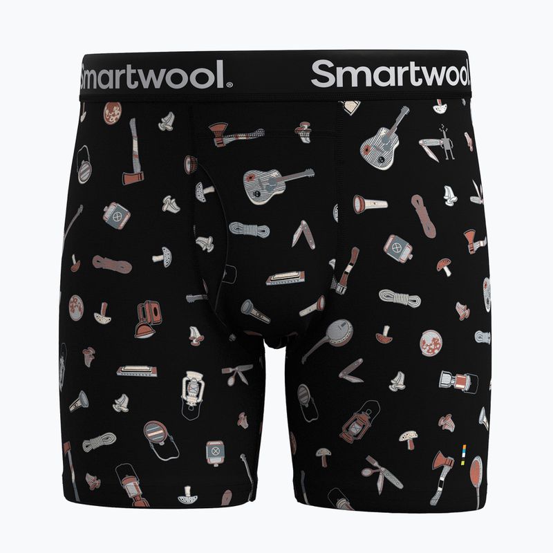 Férfi Smartwool Merino Print Boxer Brief fekete elment kempingezni 3