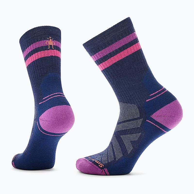 Női trekking zokni Smartwool Hike Light Cushion Tube Stripe Crew deep navy/power pink 6