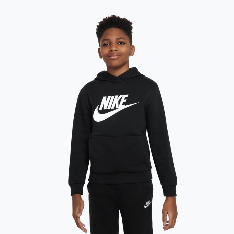 Gyermek Nike Club Fleece kapucnis pulóver fekete/fehér 5