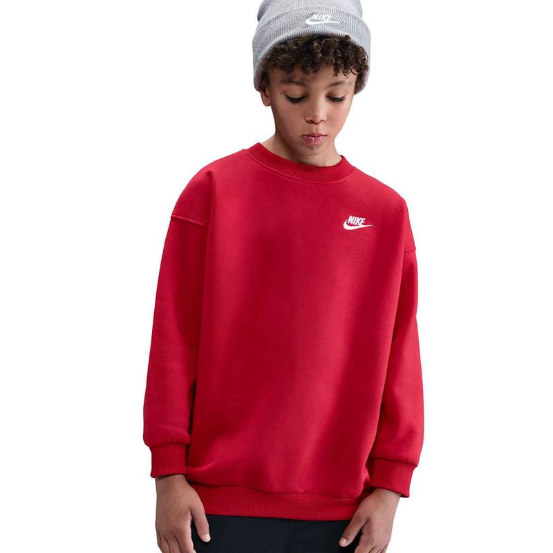 Nike Sportswear Club Fleece gyermek pulóver egyetemi piros/fehér 7