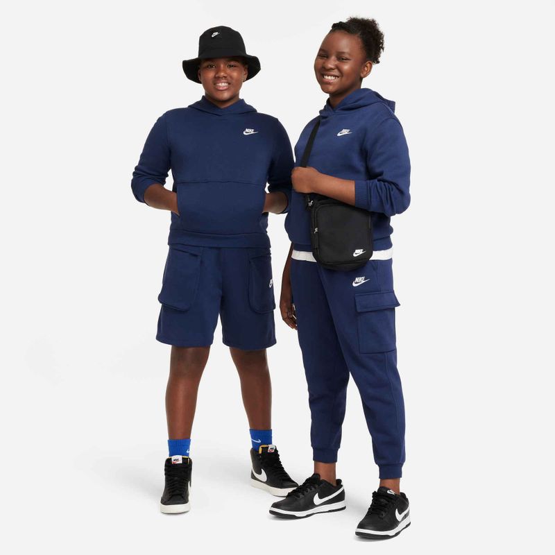 Nike Sportswear Club Fleece éjfekete tengerészkék-fehér gyermek pulóver 5