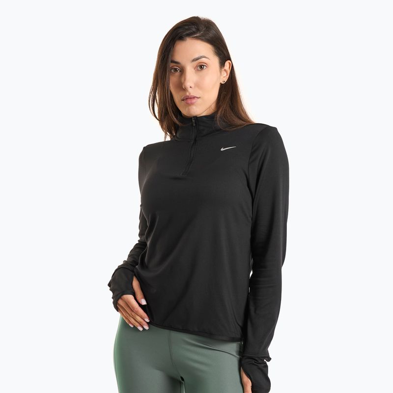 Női Nike Swift Element UV 1/4-Zip hosszú ujjú futócipő fekete