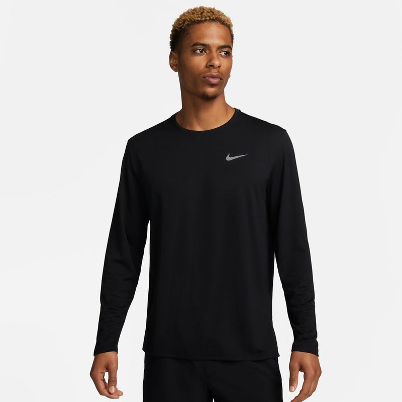 Férfi Nike Miler Dri-Fit UV fekete hosszú ujjú futócipő