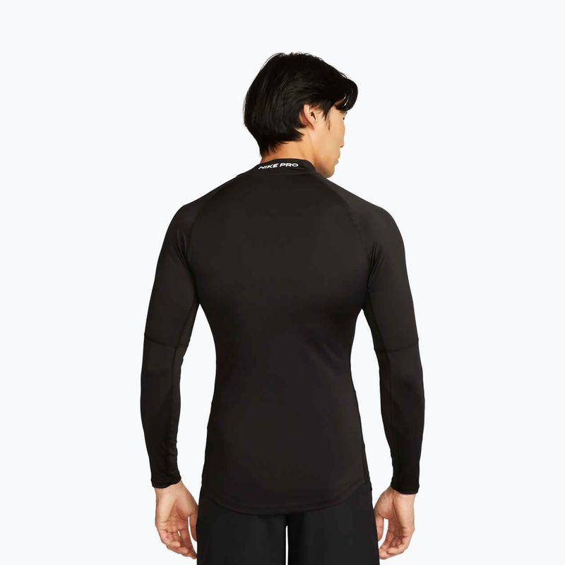 Férfi Nike Pro Dri-Fit Mock-Neck hosszú ujjú edzőruha fekete/fehér 3