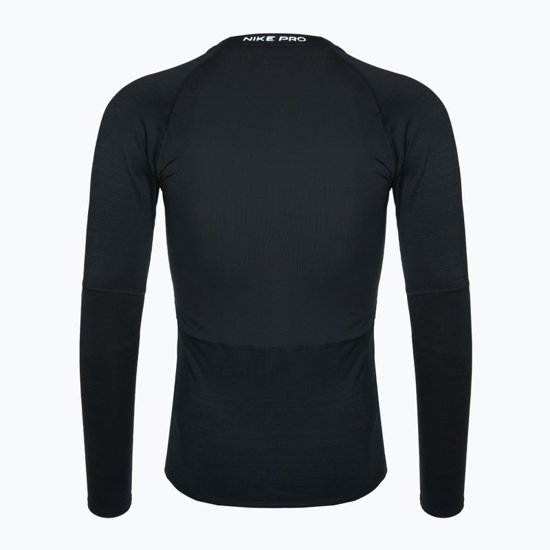 Férfi hosszú ujjú edzőruha Nike Pro Warm LS fekete/fehér 2