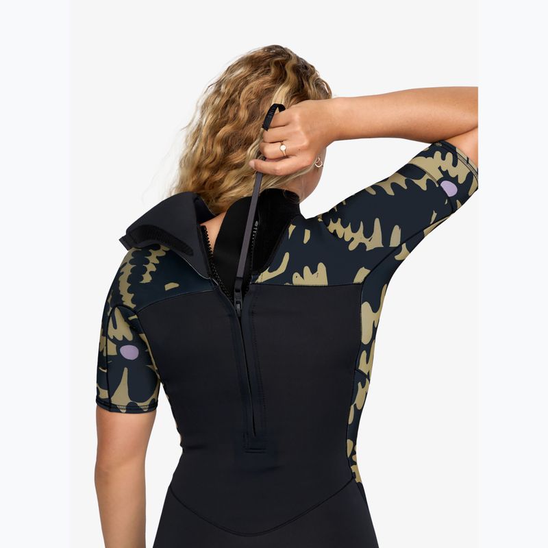 Női úszó neoprénruha ROXY 2.0 mm Swell Natural Back Zip SS Springsuit black floral 4