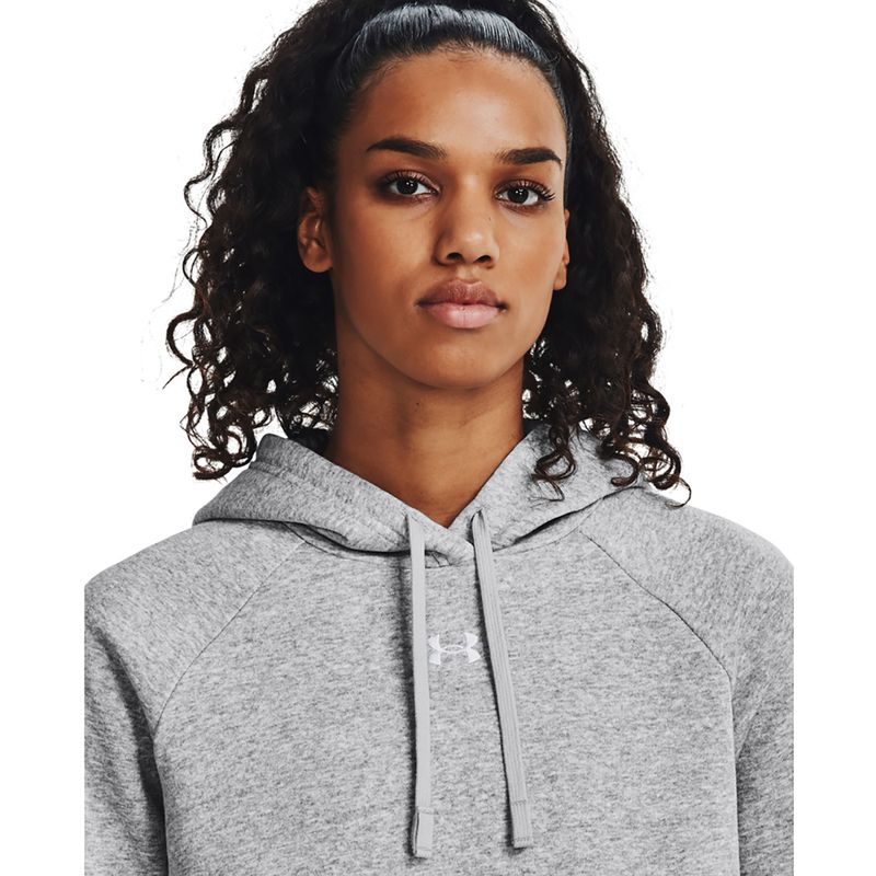 női pulóver Under Armour Rival Fleece Hoodie mod gray light heather/white 4